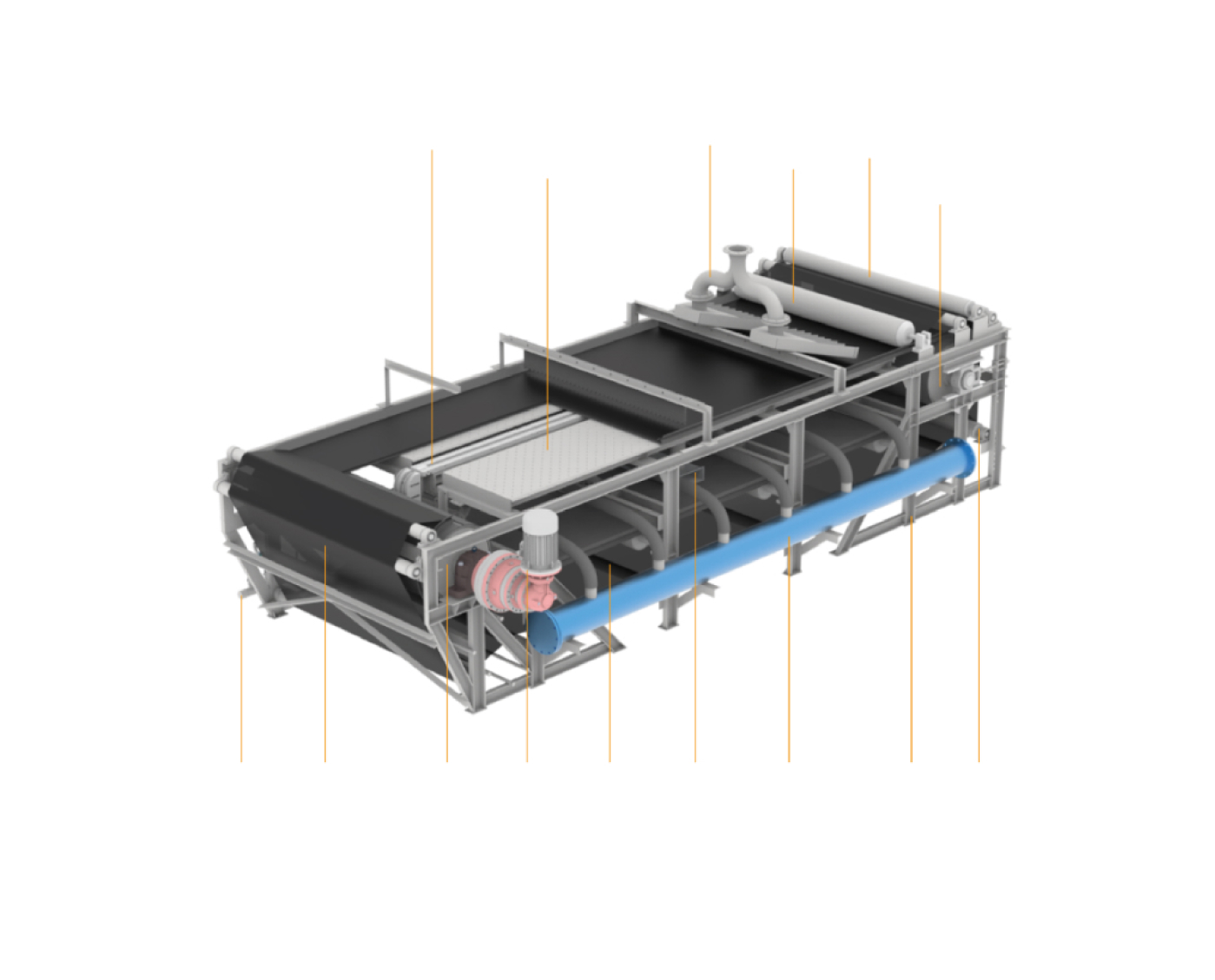 Horizontal Belt Filter HBF for dewatering of easily filtered and fast-settling suspensions